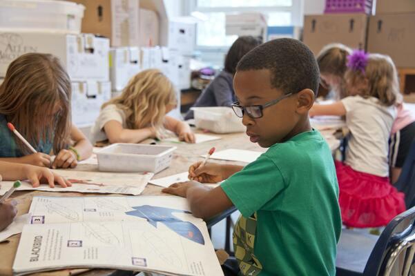 Children doing an activity in school