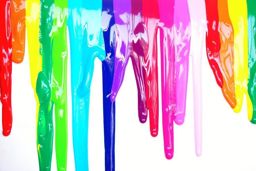 Drippings of different colored paints