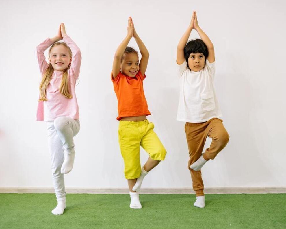 Children doing balancing exercises