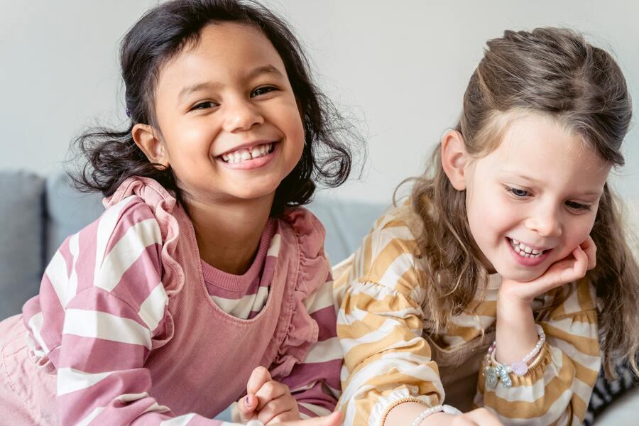 Two girls spending fun time together