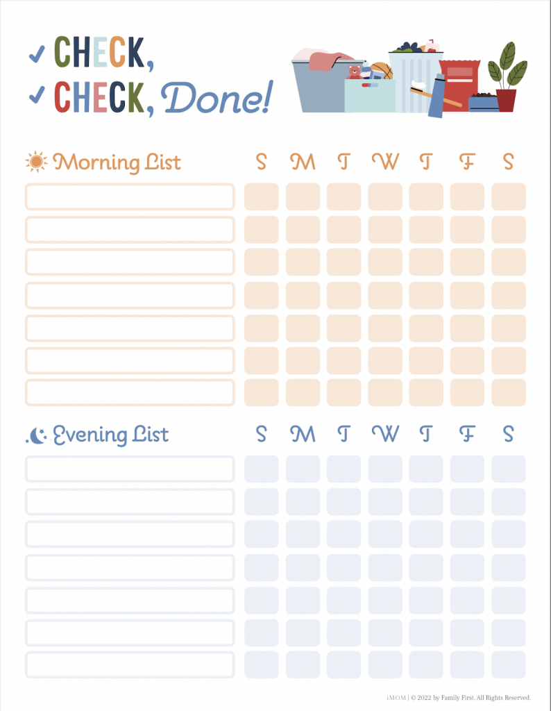iMoms Check Check Done chore chart