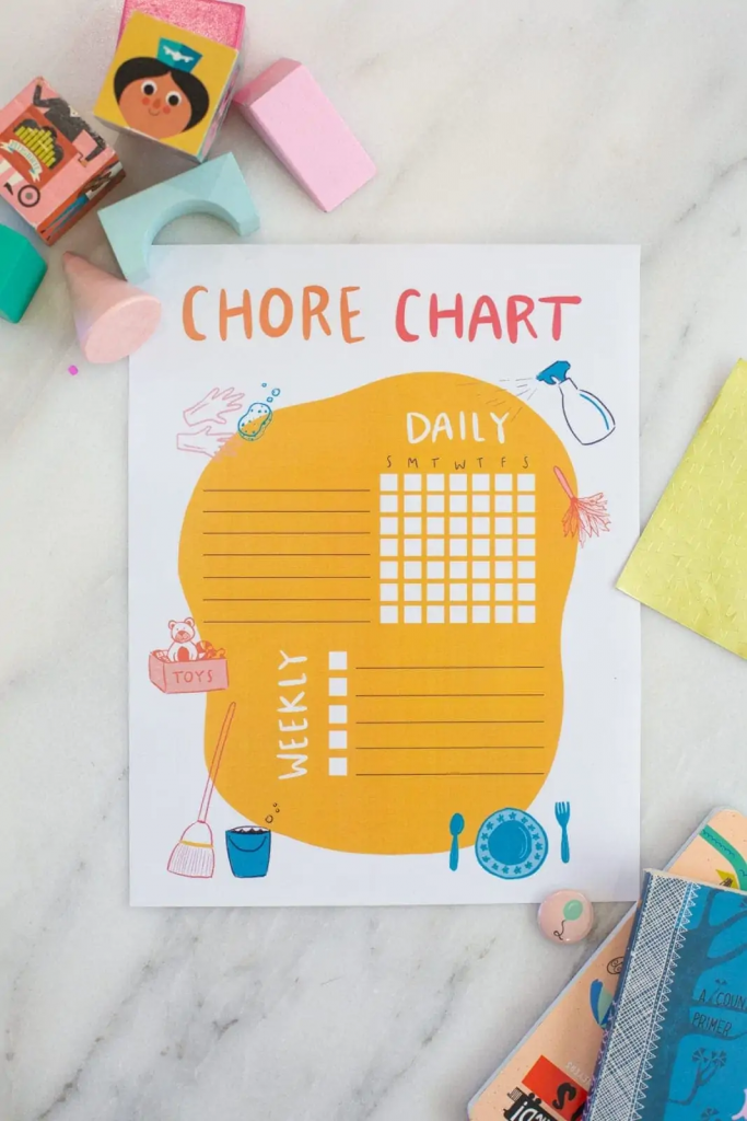 Lovely Indeeds daily and weekly chore chart