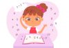 Illustration of a young girl confused with numbers