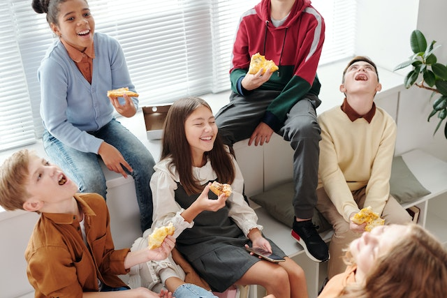 Family laughing and partying