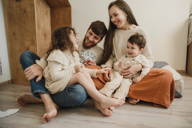 Family bonding and laughing together