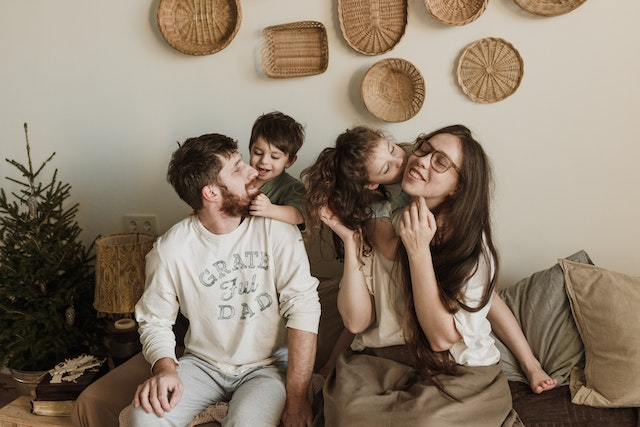 Family laughing together