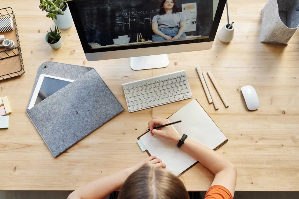 Girl learning with the help of technology