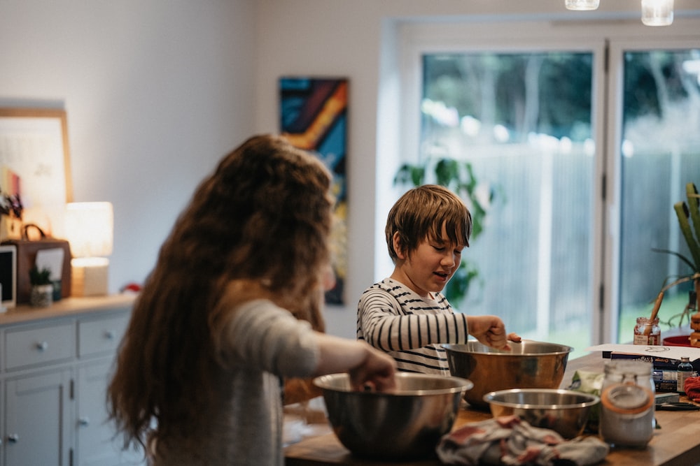 Kids baking together