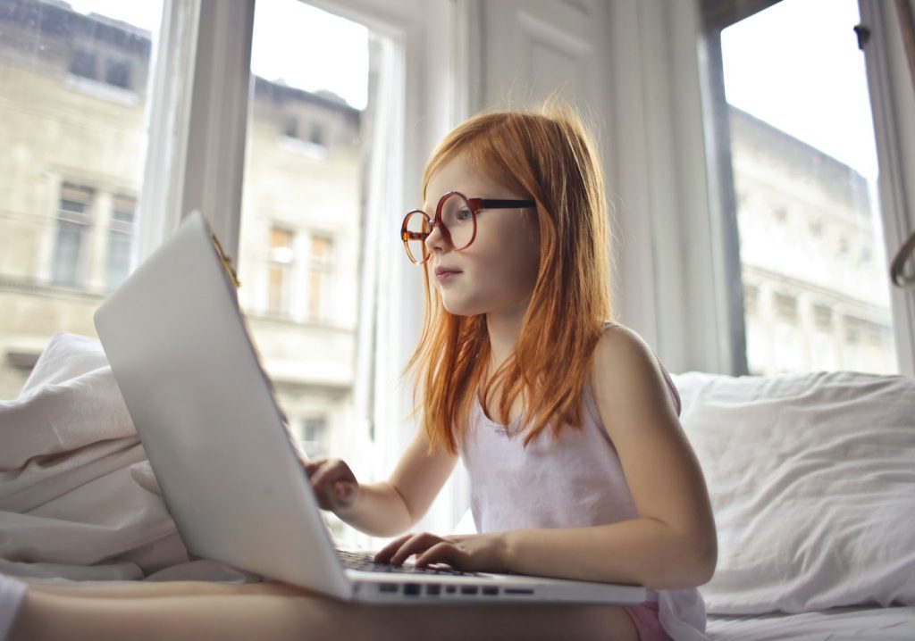 A girl using Laptop