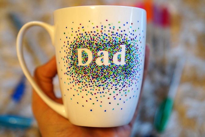 A mug with Dad written on it
