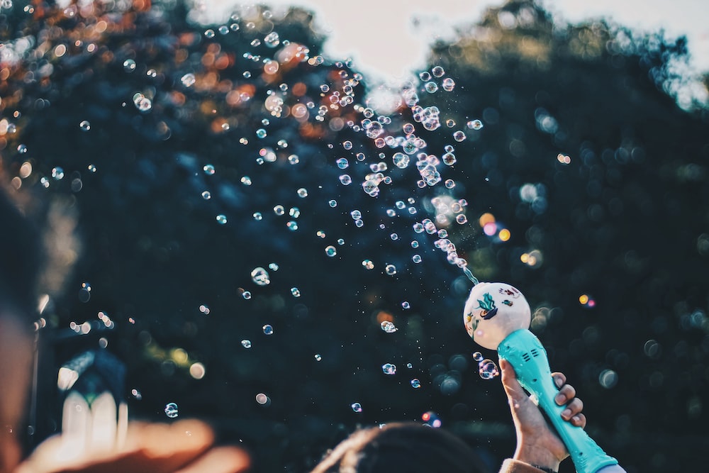 Bubbles releasing in air