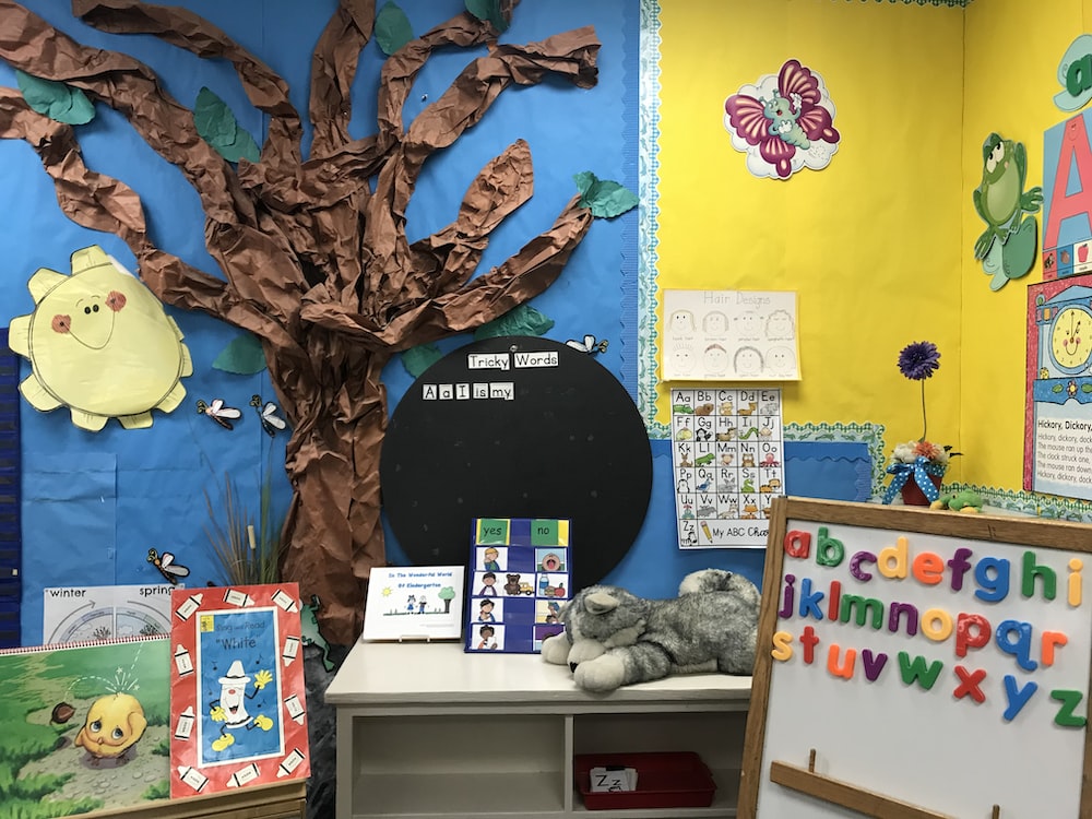 Documentation of kids art in classroom