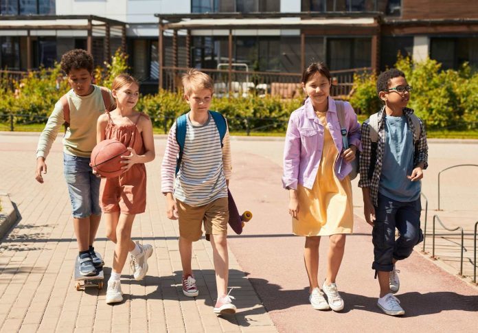 Kids walking to school