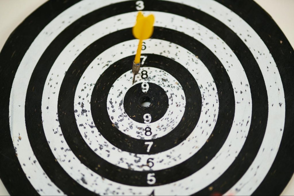 A black and white dartboard