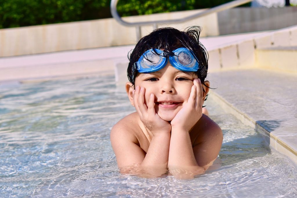 A boy in the pool