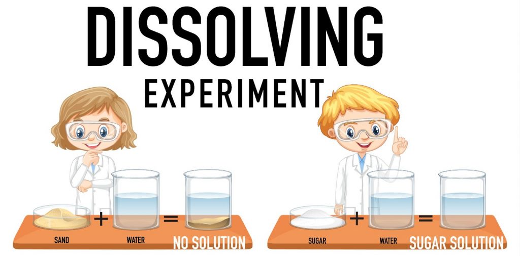 Illustration of kids doing water filtration experiment