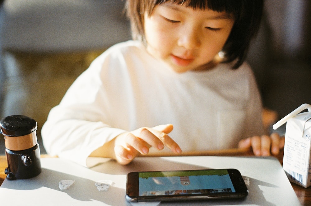 Child using phone