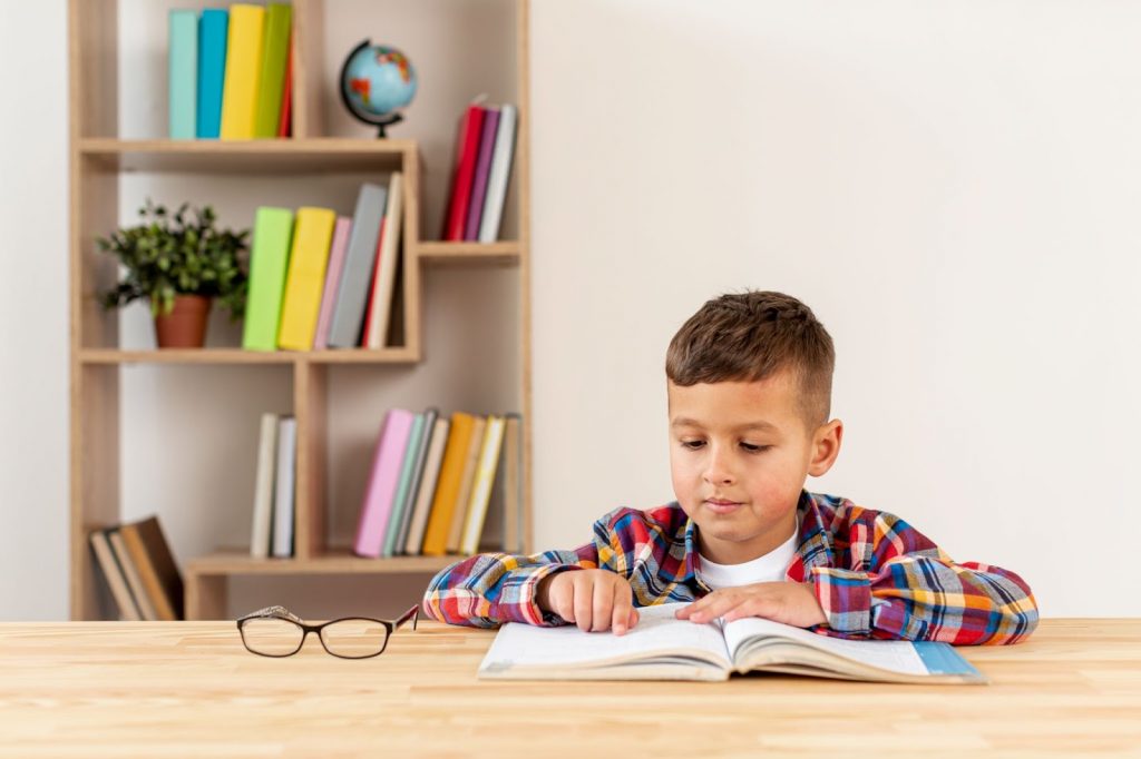 A boy reading