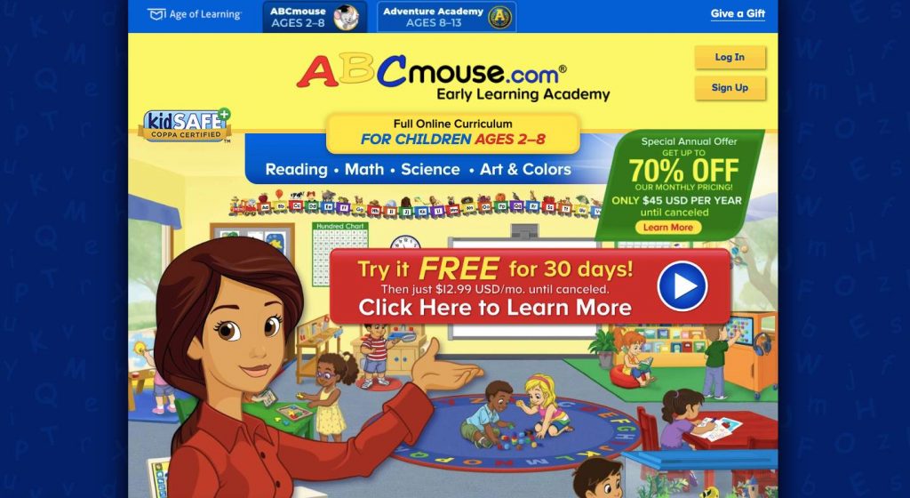 ABCMouse Homepage Screenshot