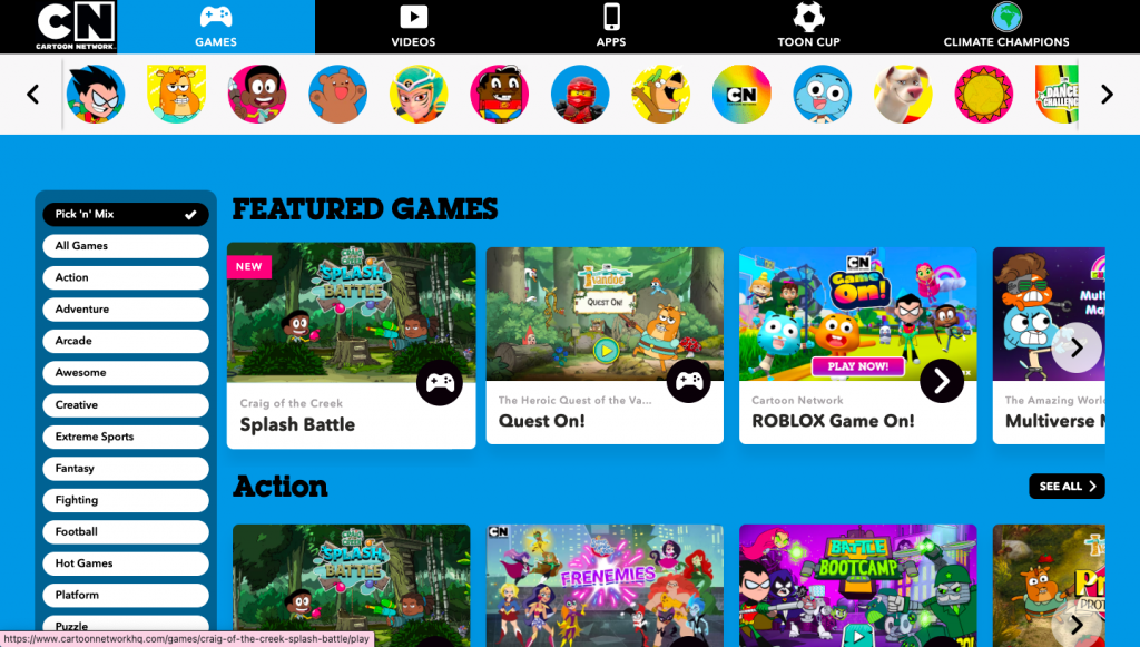 Cartoon Network Games Screenshot