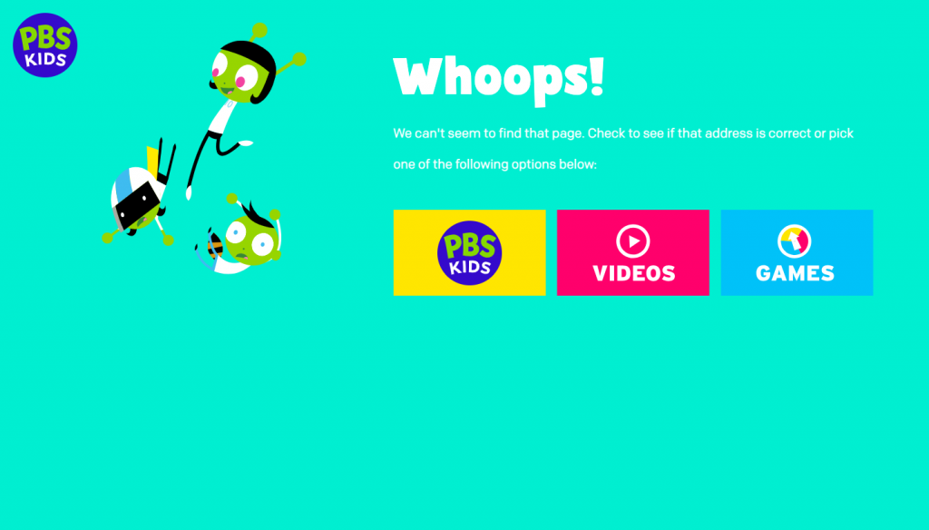Homepage of PBS kids