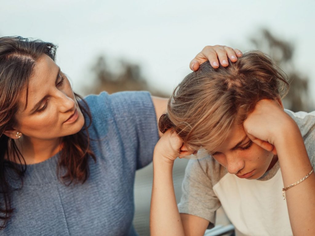 Mother talking to her kid