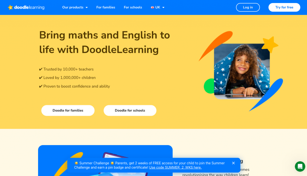 Doodle learning homepage
