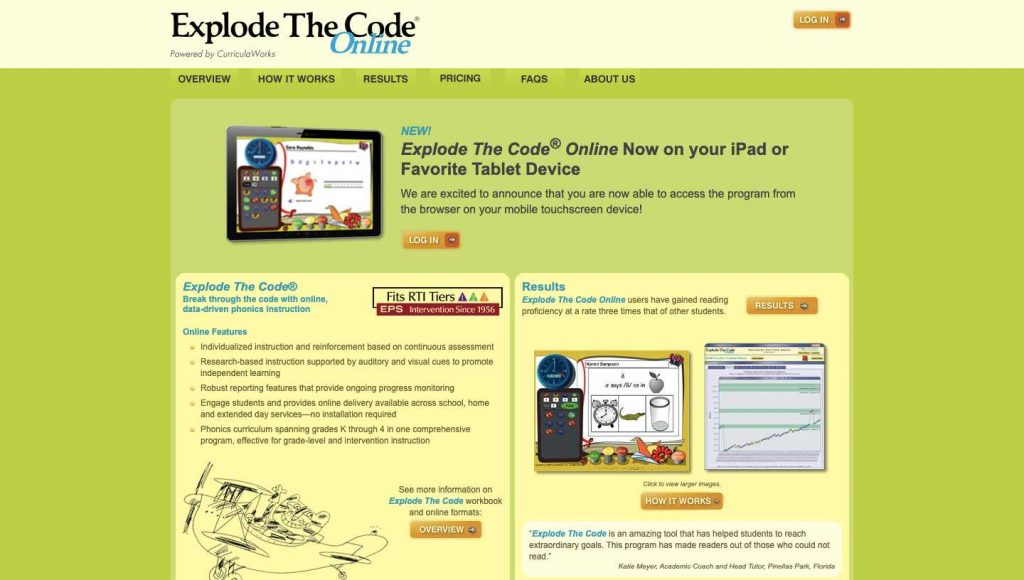 Explode the Code Homepage Screenshot