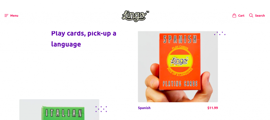 A pack of lingo cards