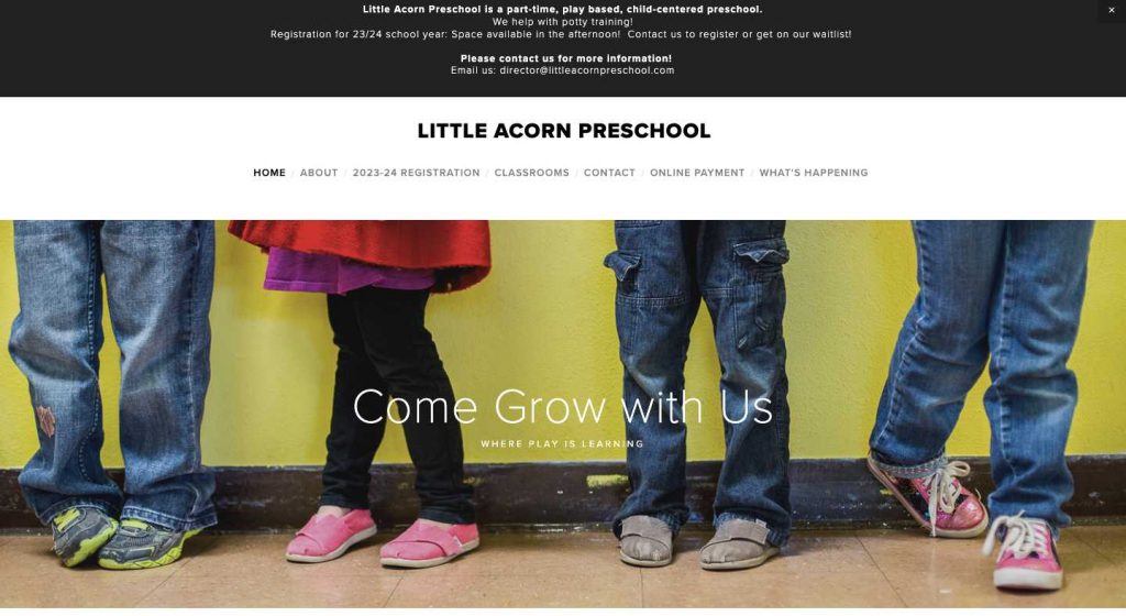 Little Acorns Pre-School Homepage Screenshot