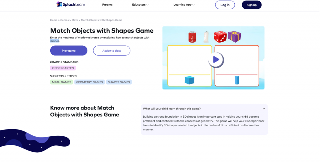 Math objects with shapes games