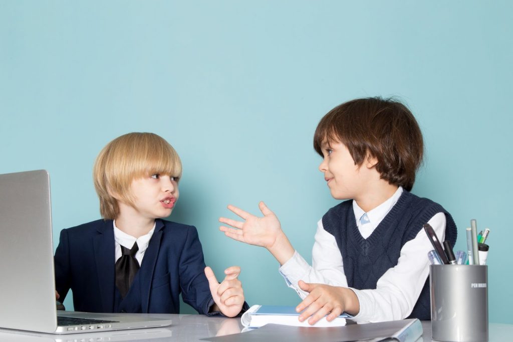 Two kids debating
