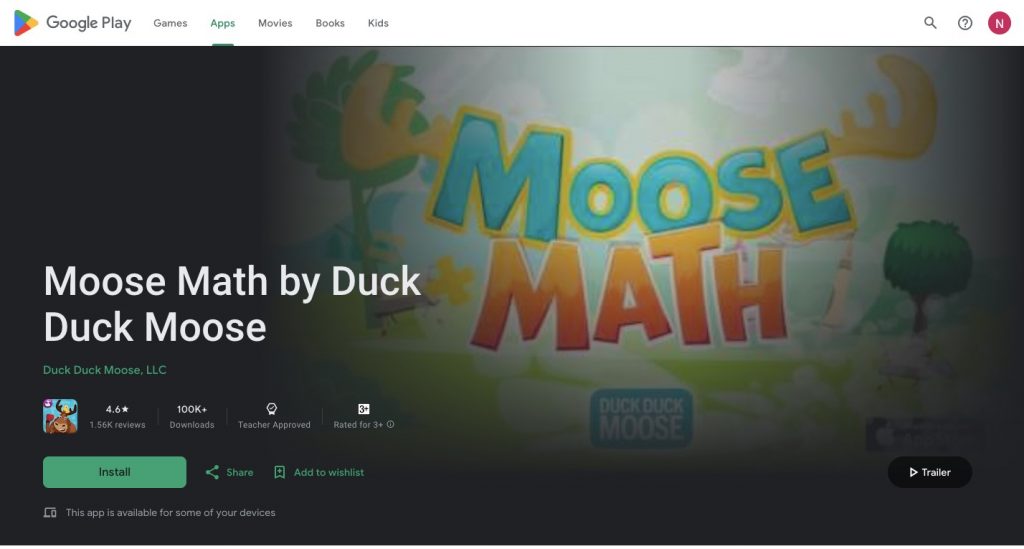 Moose Math homepage