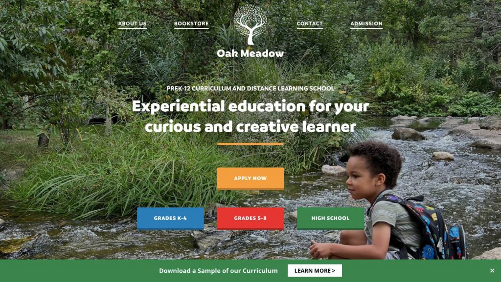 Oak Meadow Homepage Screenshot