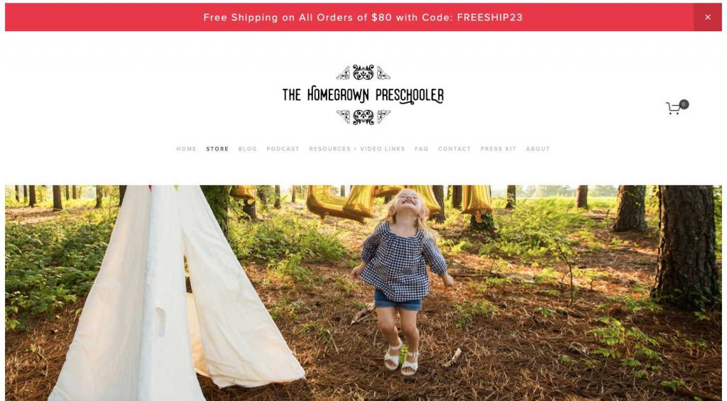 The Homegrown Pre School Homepage Screenshot