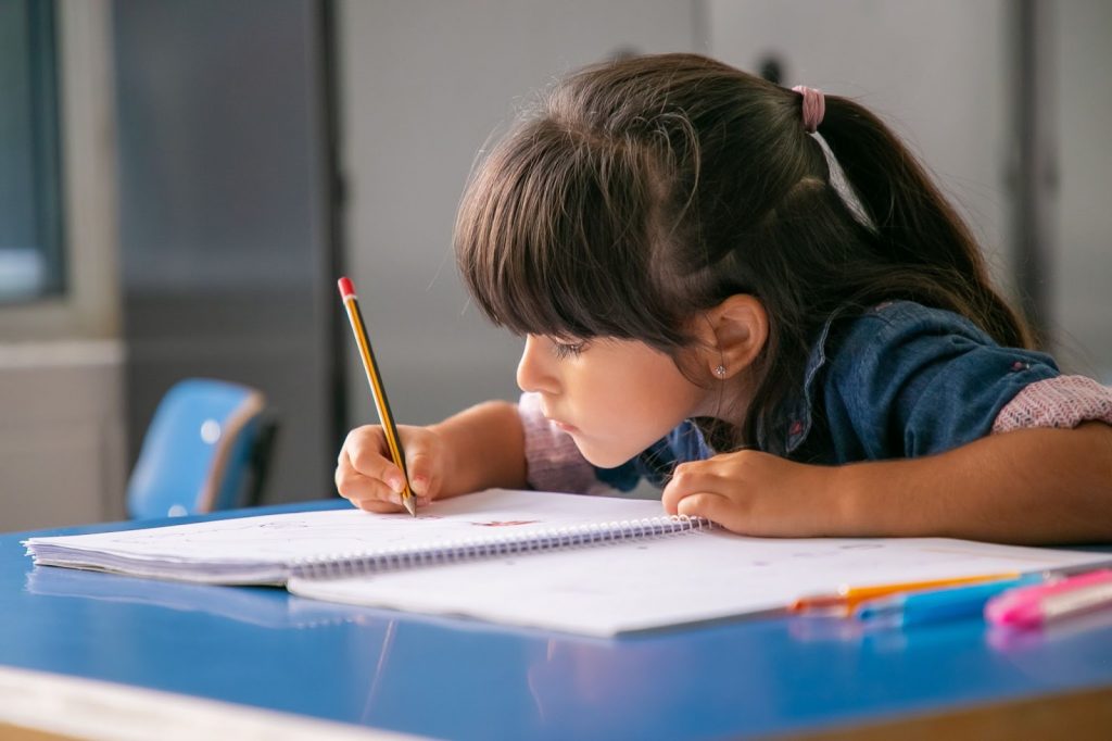 A girl writing