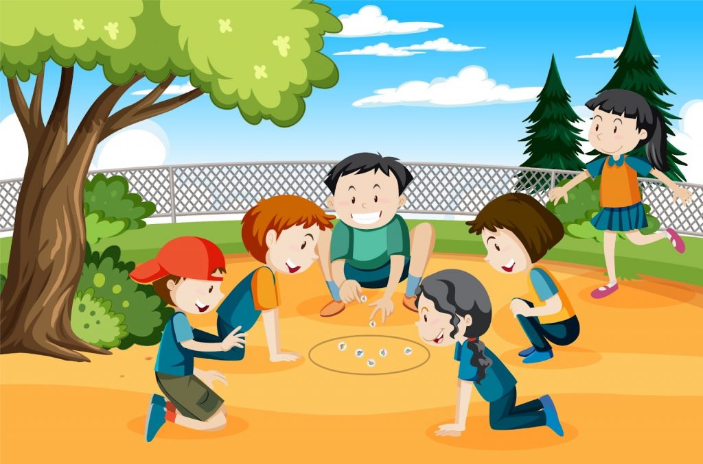 Vector image of kids playing