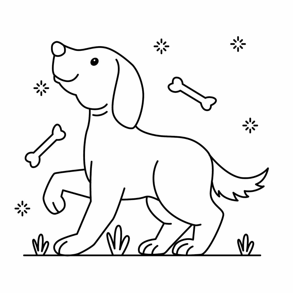 Outline of puppy drawing