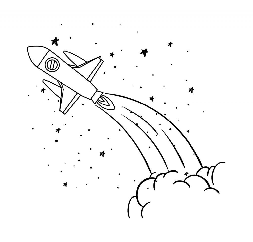 Drawing outline of a rocket