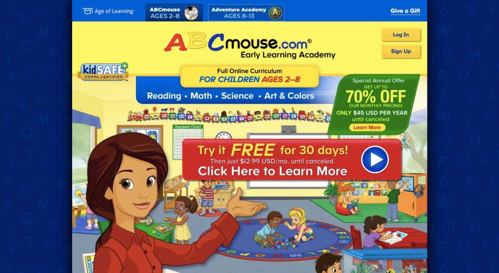 Home page of ABCmouse