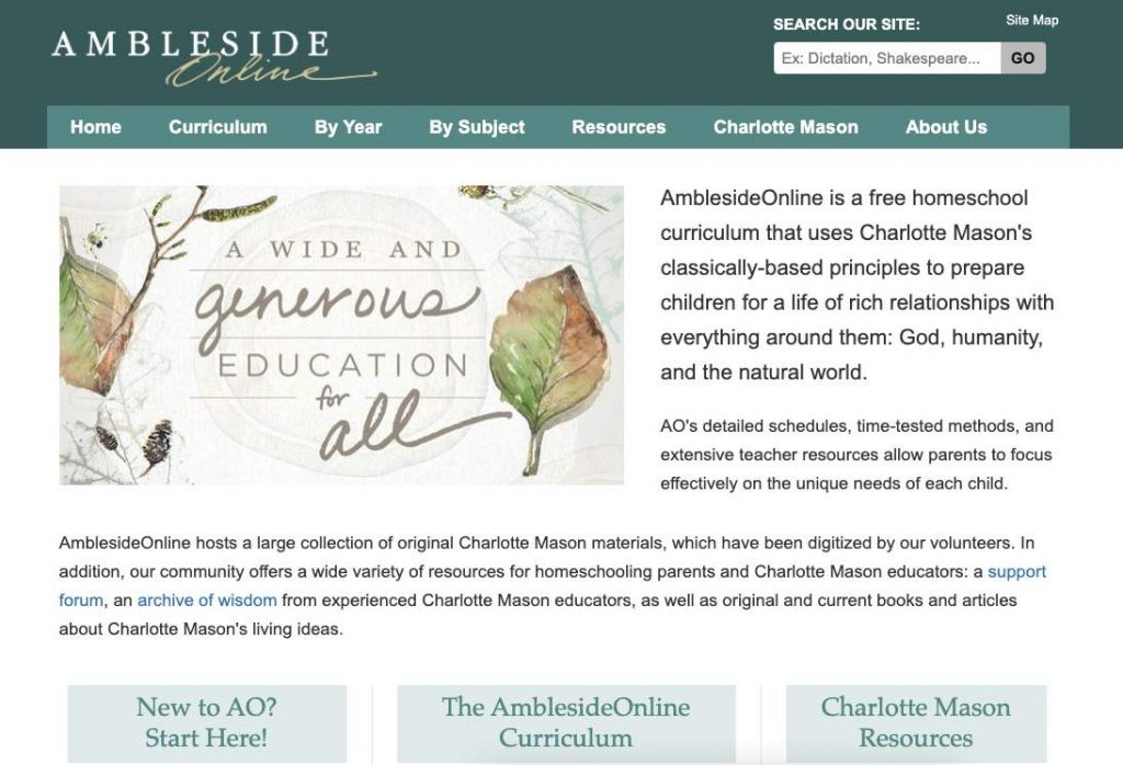Ambleside online homepage