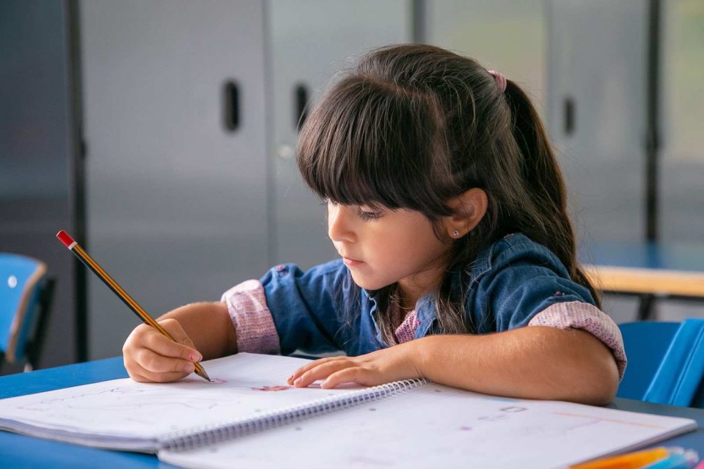 A girl writing