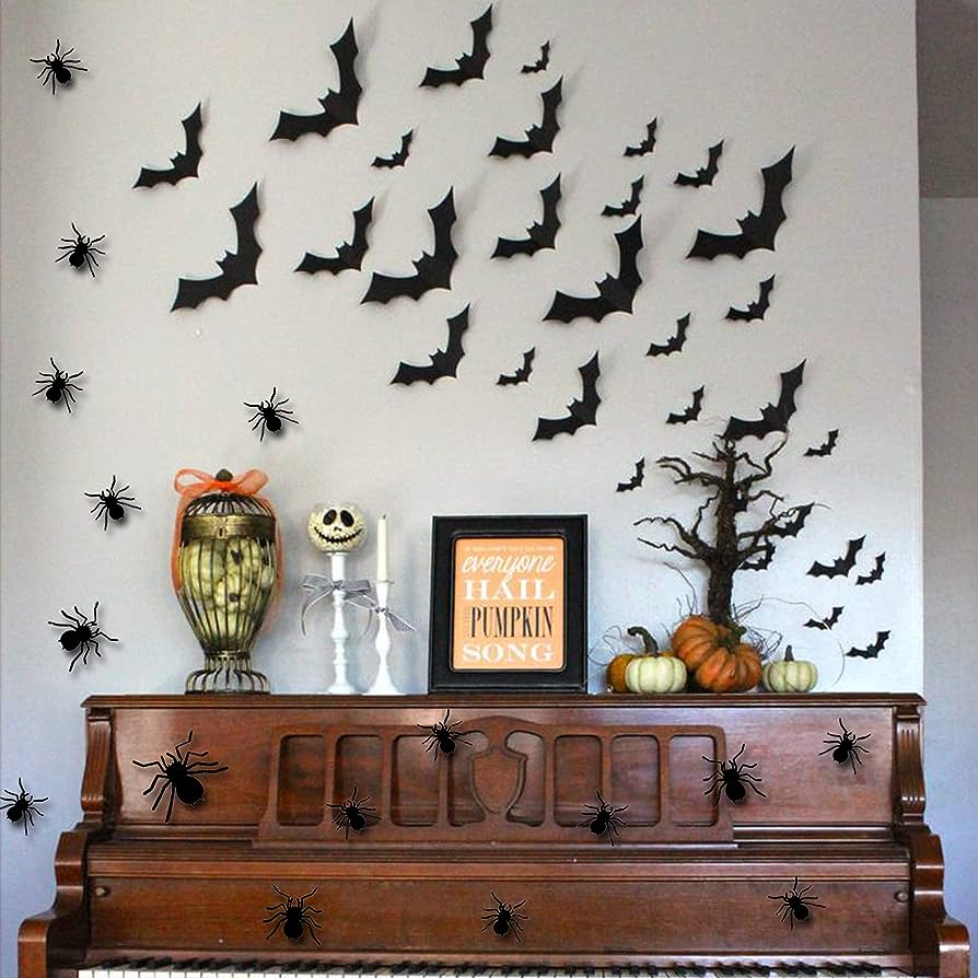 Bats and Spider decor on wall
