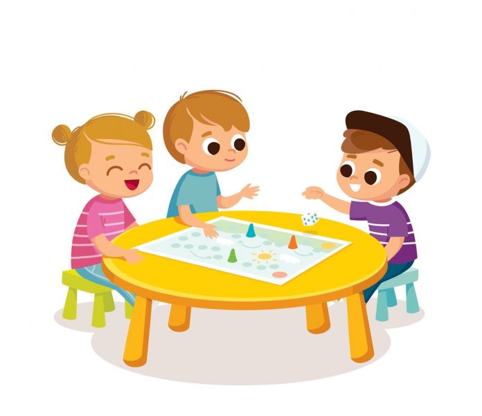Vector image of kids playing Ludo