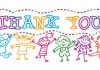 Illustration of kids with a thank you banner