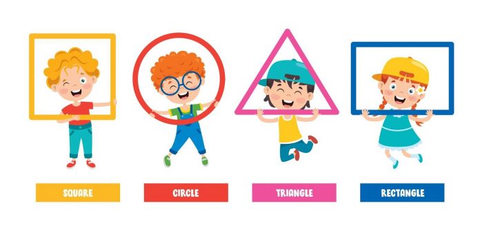 Vector image of kids and shapes