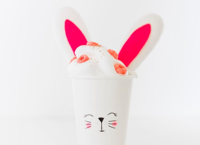 Paper cup with bunny ears