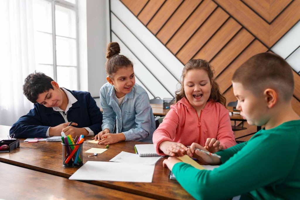 Kids studying together