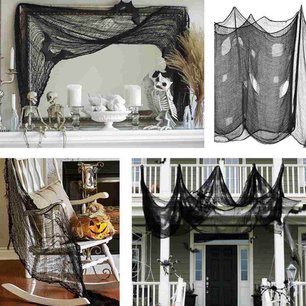 Creepy curtain for halloween in various setup