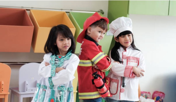 Children playing dress up and role play